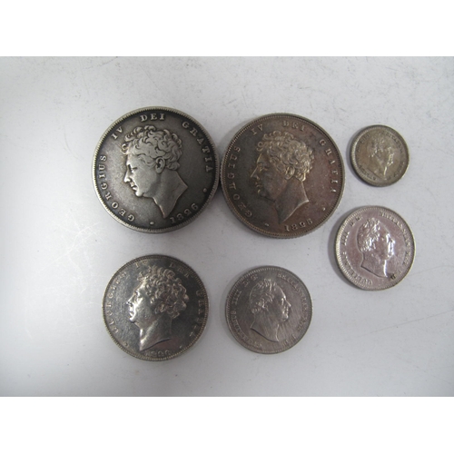 646 - XIX Century GB George IV Silver Coins, includes 1820, 1826 and 1836 Half Crowns, total weight 63g.