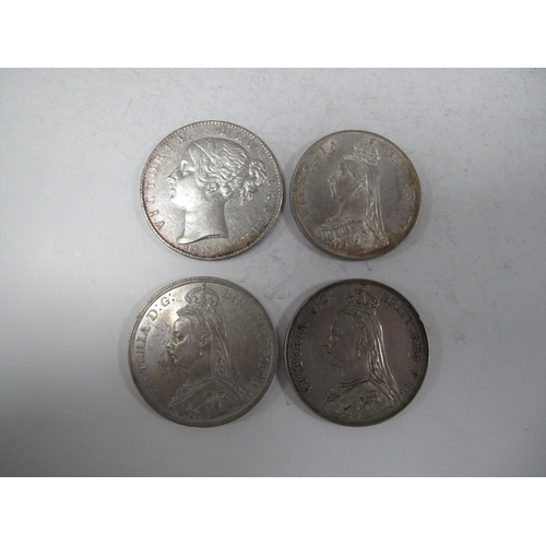 667 - XIX Century GB Victoria Silver Coins, includes 1847, 1887 and 1888 Crowns, etc, total weight 228g.