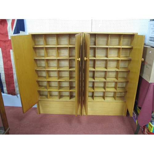 300 - Two Hand Built C.D Storage Cupboards, measuring 48