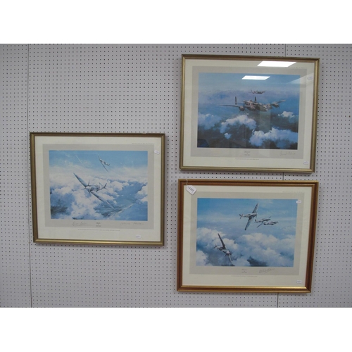 400B - After Robert Taylor, Three Colour Prints, to include 'Lancaster' signed by Group Captain Leonard Che... 