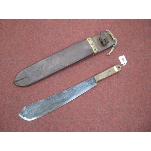 435 - WWI British/Australian Army Machete in Leather Scabbard, blade is maker marked and dated 1917 with b... 