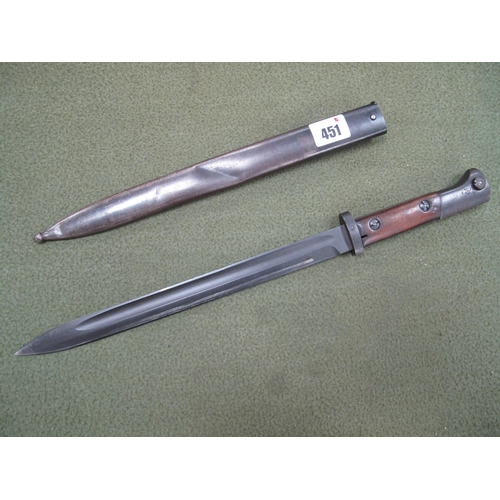 451 - A Czech M1924 Short Ears Bayonet and Scabbard, marked on Ricasso CSZ D - plus numeral 5.