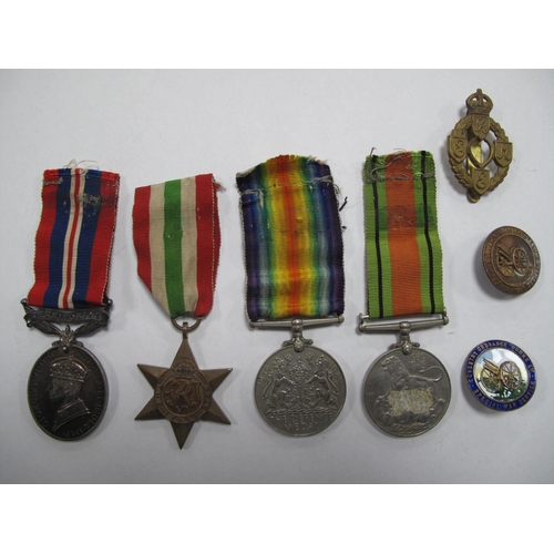 493 - WWII British Medals: Defence Medal, Victory Medal, Italy Star, Territorial Army Service Medal. Plus ... 