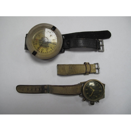 500 - WWII German Luftwaffe Aviator AK39 Wrist Compass, with bakelite case and leather strap, plus vintage... 