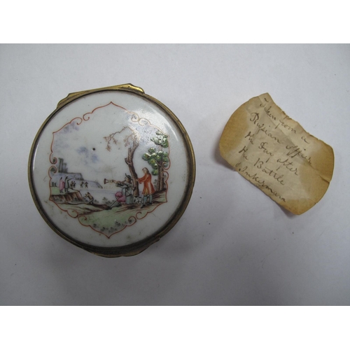 501 - Crimean War Interest Battle of Inkerman 1854 Porcelain, Metal and Wood Snuff Box, incorporating hand... 