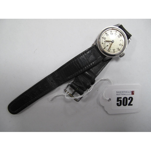 502 - WWII British Army ATP (Army Trade Pattern) Stainless Steel Wristwatch, stamped on case with broad ar... 