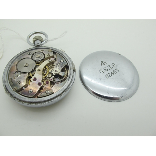 503 - A Smiths WWII Military G.S.T.P Pocket Watch No. 112463, with subsidiary seconds, thirty hour movemen... 