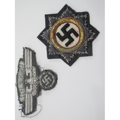 485 - NSKK (German Third Reich Motor Corps) Wire Woven Eagle, on cloth backing, with NSKK letters above Ge... 