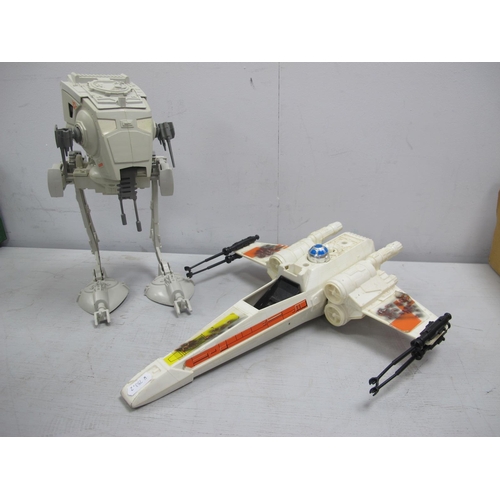 348 - Two Original Star Wars Trilogy Space Vehicles, comprising of Scout Walker vehicle, X-Wing Fighter (c... 