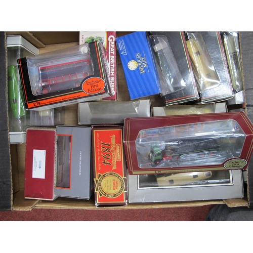 370 - Sixteen Boxed/Cased Diecast Vehicles, by Matchbox, Atlas, E.F.E etc, mainly buses but also lorries p... 