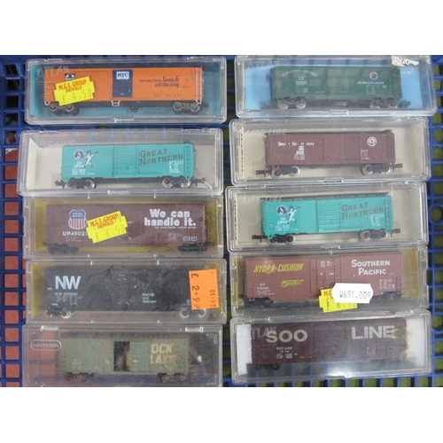 403 - Ten 'N' Gauge Cased U.S.A Outline Box Vans, by Atlas, Life-Like, etc.