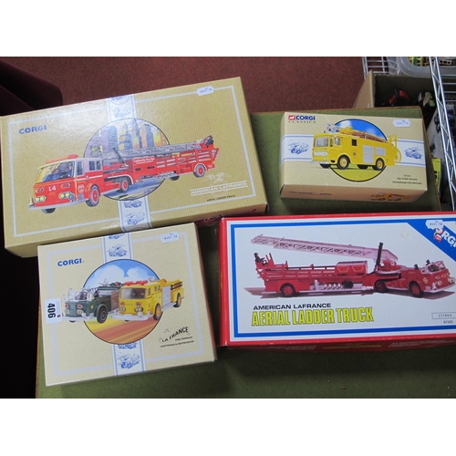 406 - Five Corgi Diecast Model Fire Service Vehicles, mostly American La France including #97321 aerial la... 