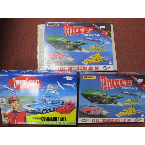 415 - Two Matchbox Boxed Thunderbirds Rescue Packs '54321 Thunderbirds Are Go!', together with a vivid ima... 