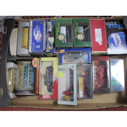 420 - Sixteen 'OO'/1:76 Boxed/Cased Diecast Vehicles, by Atlas, EFE, Corgi etc; buses, vans, lorries, fire... 