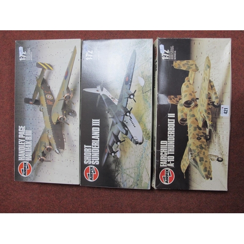 421 - Three Airfix 1:72nd Scale Plastic Model Military Aircraft Kits, comprising of #06005 Fairchild A-10 ... 