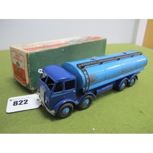 822 - A Boxed Dinky Supertoys #504, Foden 14 ton tanker, dark blue can, light blue tanker, chipping rubbin... 