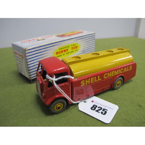 825 - A Boxed Dinky Toys A.E.C Tanker, 991, Shell Chemicals, red and yellow body, chips/rubbing to paint w... 