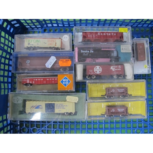 377 - Ten 'N' Gauge Rolling Sock Items, by Bachmann, Atlas, Roco and other, including Atlas ore car 70 ton... 