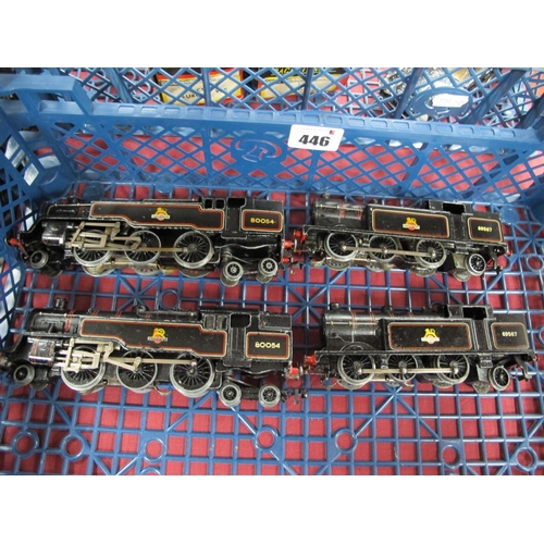 446 - Four Hornby Dublo Three Rail Locomotives, comprising of two Standard Tank 2-6-4 Locomotives, R/No. 8... 