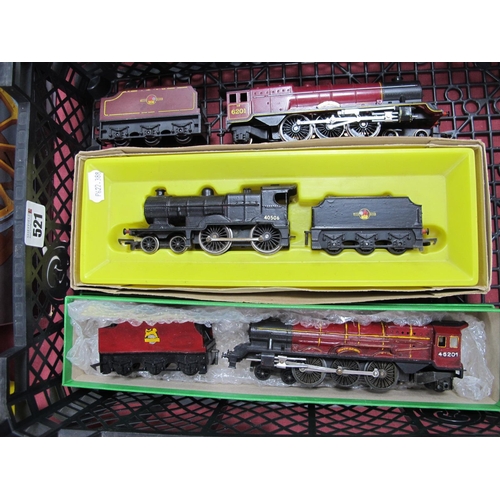 521 - Three Hornby/Triang 'OO'Gauge/4mm Steam Locomotives with Six Wheel Tender, Ref No R450 Class 2P LMS ... 