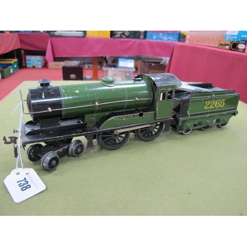 738 - Bassett Lowke Circa 1932/5 'O' Gauge/7mm Clockwork 4-4-0 Steam Locomotive, plus six wheel tender, L.... 