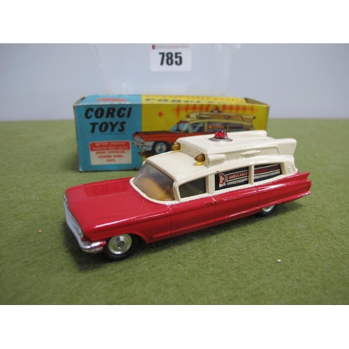 785 - a Boxed Corgi No. 437 Diecast Model Superior Ambulance, cream over red body, small chips to paint wo... 