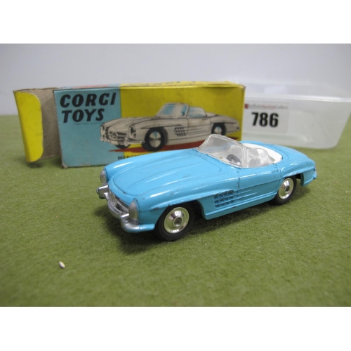 786 - A Boxed Corgi Toys No. 303 Diecast Model Mercedes Benz 300 SL Open Roadster, blue body, white seats,... 