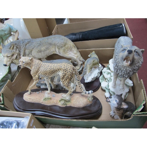 1109 - Wolf Figurines and a Cheetah, to include 'The Leonardo Collection', 'Brooks and Bentley', etc:- One ... 