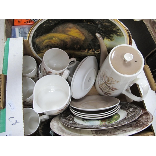 1112 - Queen Anne China Coffee Set, Russian fairytale and other collectors plates:- One Box