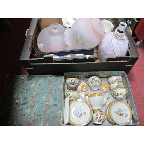 1116 - Crown Derby Dish, lamp, shade, cutlery,etc:- One Box. Mickey Mouse child's part tea service.