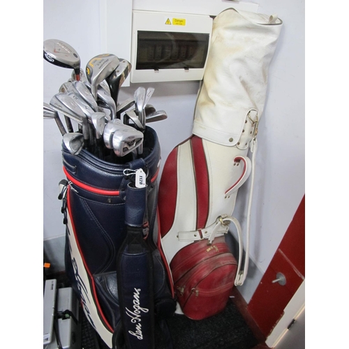 1128 - Golf Clubs: Radial, Adams, Mizuro, Dunlop, George Nicoll, Aldridge, many others, in two carry bags.