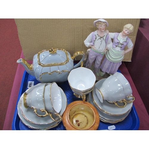 1168 - Sadler Teapot, similar tea ware, Clews Chameleon dish, bisque figure group:- One Tray.