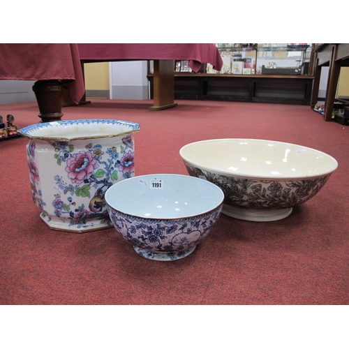 1191 - Royal Bonn Geschutz Bowl, blue and white floral decoration 22.5cm diameter, Losol Shanghai octagonal... 