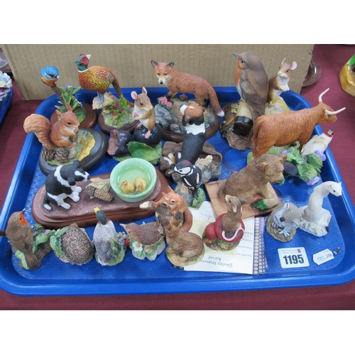 1195 - Border Fine Art Figures (20), one other, pottery robin:- One Tray