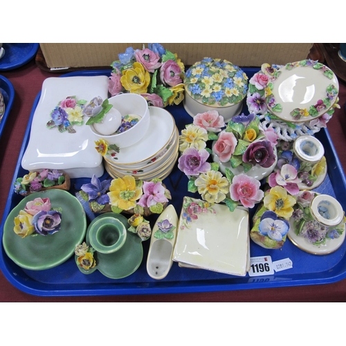 1196 - Floral Encrusted Ware, to include Staffordshire, Chorley, Coalport:- One Tray