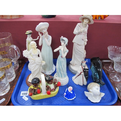 1198 - Goebel 'Huldah' x 2, Doulton 'Mary' and Other Figures. Lladro Angel Head, novelty condiment set, etc... 