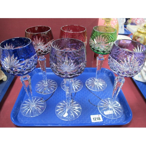 1218 - Two Sets of Six Hock Glasses, with harlequin bowls.