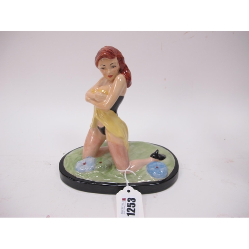 1253 - A Peggy Davies Erotic Figurine 'Phoebe', an artist original colourway 1/1 by Victoria Bourne, 17cm h... 