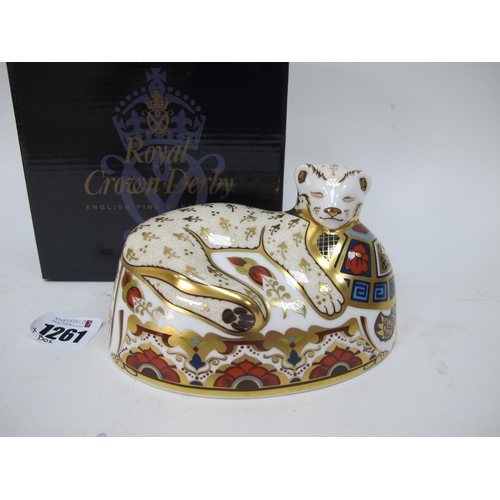 1261 - Crown Derby Paperweight 'Lion Cub' Specially Commissioned by Sinclairs, limited edition of 1500, gol... 