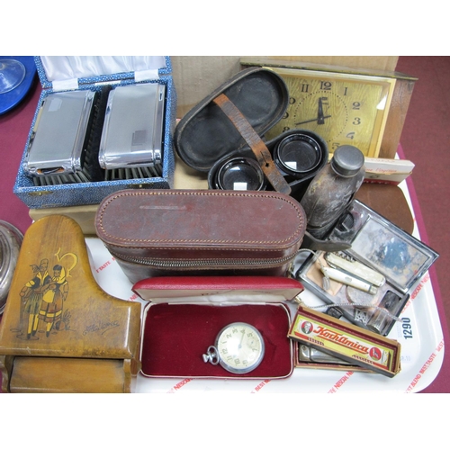 1290 - Sekonda Gent's Watch, Carbel pocket watch, binoculars, fruit knife, etc::- One Tray.