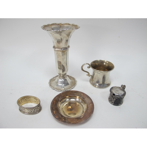 1302 - A Silver Fluted Vase, with octagonal body, Birmingham 1900 silver cup, Birmingham 1923, etc. (5)