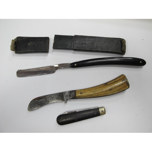 1315 - Turner & Co Sheffield, Brass Flat Bottomed Pruning Knife, K.M Slater, Sheffield pen knife. Joseph Ro... 