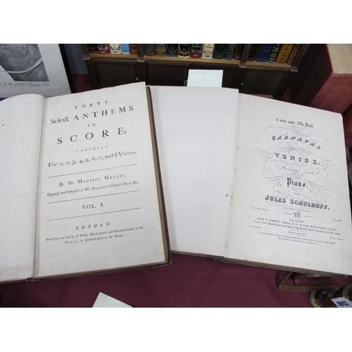 1352 - Dr Maurice Greene, forty anthems in score for  1, 2, 3. 4, 5. 6, 7 and 8 voices, two albums bound as... 