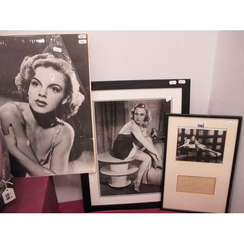 1362 - Tallulah Bankhead Autograph (Unverified). Judy Garland photograph, one other 1920's actress, 1986 Br... 