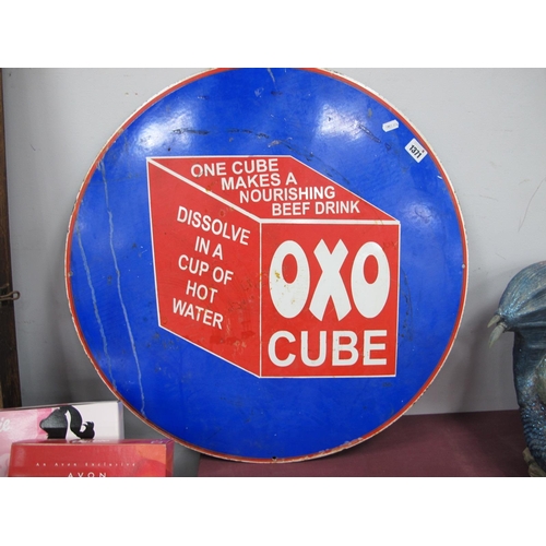 1371 - Advertising, tin plate Oxo Cube circular wall sign, 61cn diameter.