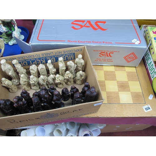 1374 - Studio Anne Carlton Golf Chess Set, one other, plus board.