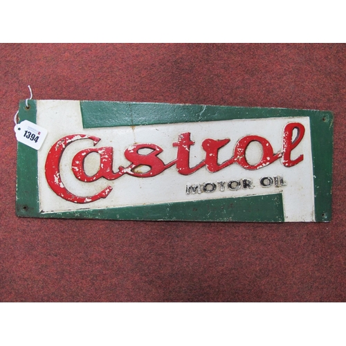 1394 - A Cast iron 'Castrol Motor Oil' Sign, 47cm x 17cm.