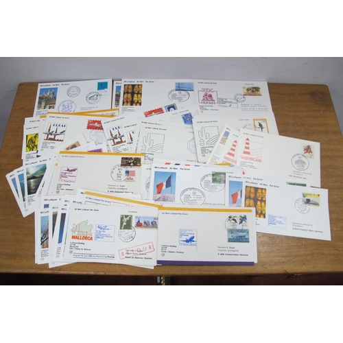 1403 - Luftpost Lufthansa Stamp Covers from the 1980's approximately seventy five.