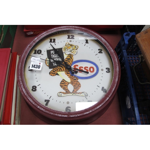 1430 - Advertising - Esso 'Put A Tiger In Your Tank' Wall Clock, 30.5cm diameter.