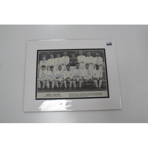 1438 - Leeds United 1963 - 64 Autographs, blue ink signed (unverified) to include Bremner, Charlton, Giles,... 